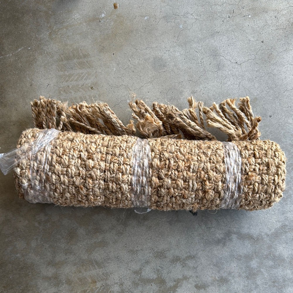 Martha Stewart Woven Jute Rug with Fringe NWT